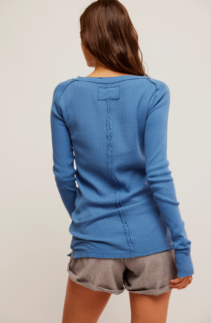 Free People: Honey B Thermal in Copenhagen Blue