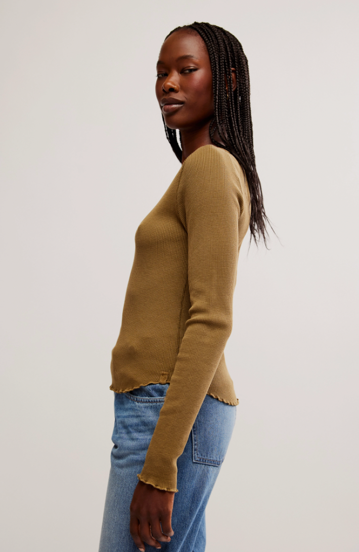 Free People: Easy Does It Thermal in Military Olive