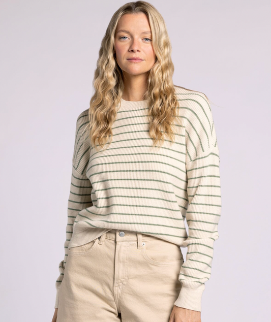 Ely Sweater: Sage Stripe