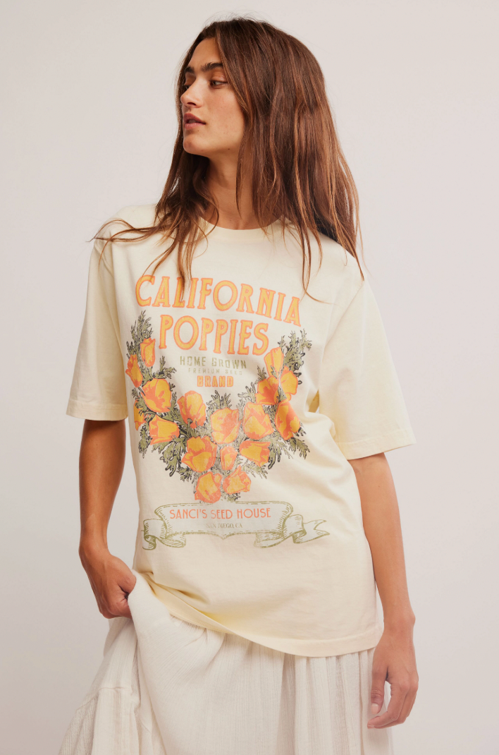 Free People: Harvest Vintage Tee in Cal. Poppies