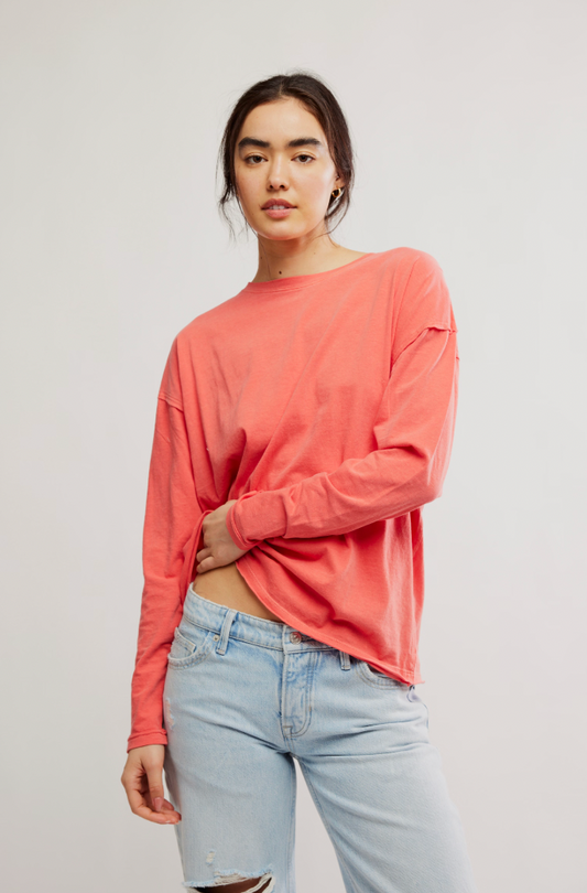 Free People: Nina LS Tee in Rose Sienna