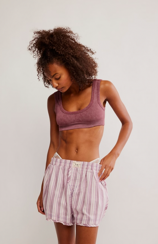 Free People: Day to Day Boxer in Burgundy Combo