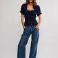 Free People : Adore You Blouse in Peacoat Combo