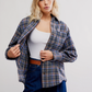 Free People : Ashley Flannel in Blue Patte