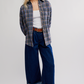 Free People : Ashley Flannel in Blue Patte
