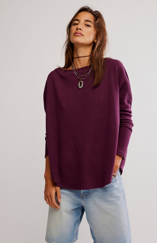 Free People : Latte Blues Thermal in Chocolate Grape