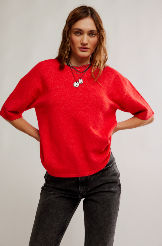 Free People: Margot Sweater Tee in Cherry Pop