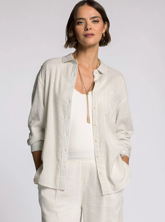 Thread & Supply: Edison Top in Sage/Ivory Stripe