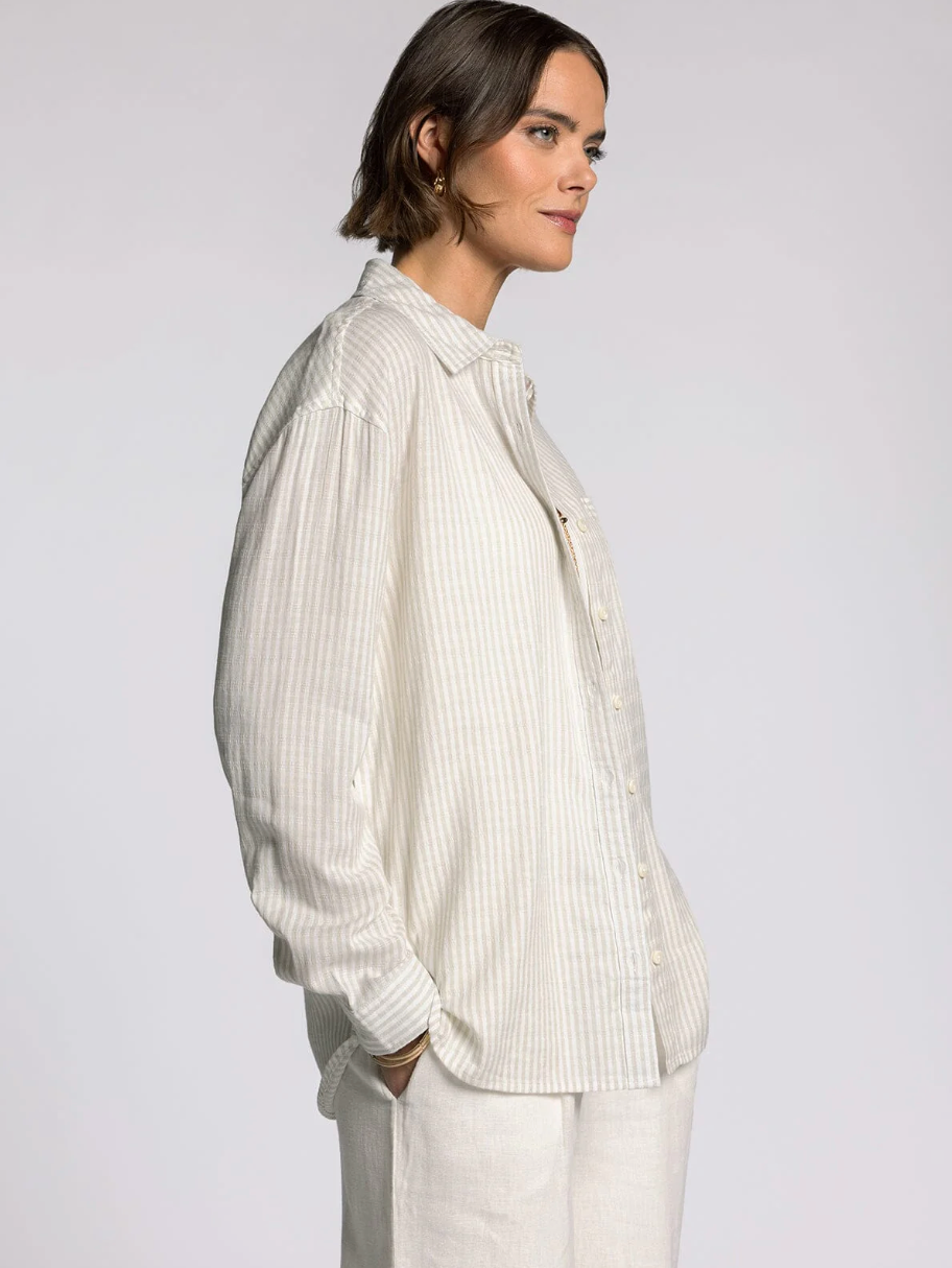 Thread & Supply: Edison Top in Sage/Ivory Stripe