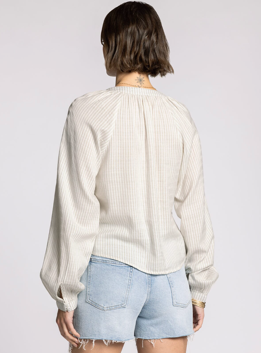 Thread and Supply : Bethany Top in Sage/Ivory Stripe
