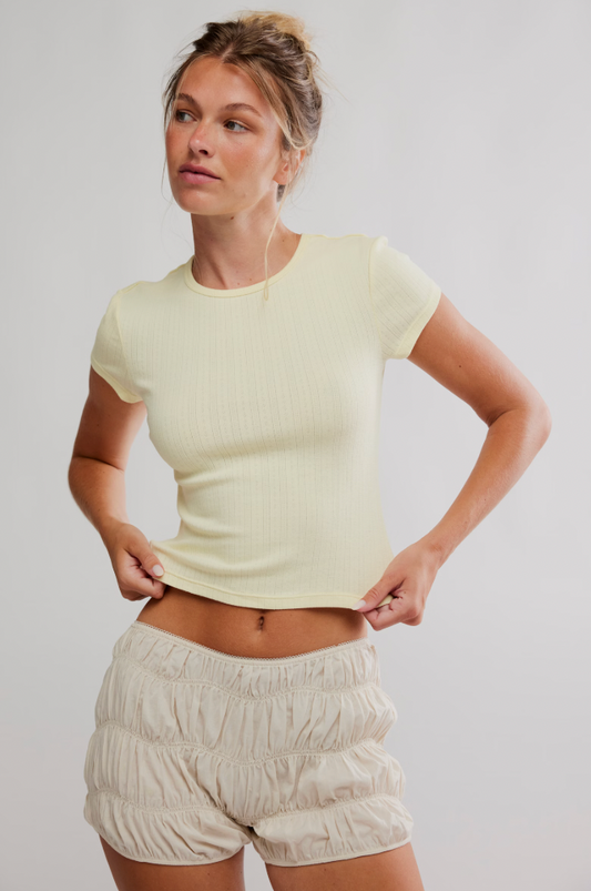 Free People: Wait a Minute Baby Tee in Banana Cream