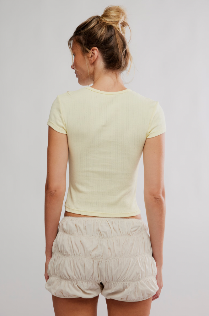 Free People: Wait a Minute Baby Tee in Banana Cream
