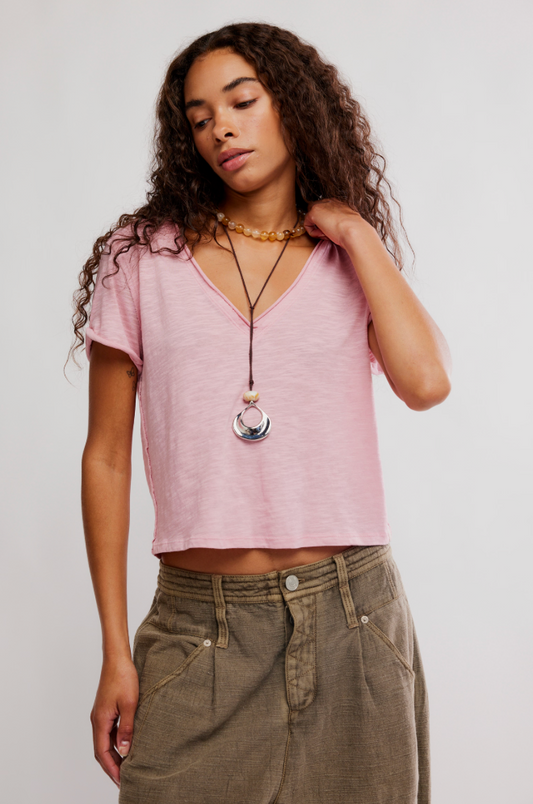 Free People : Take 2 Tee in Rose Oil