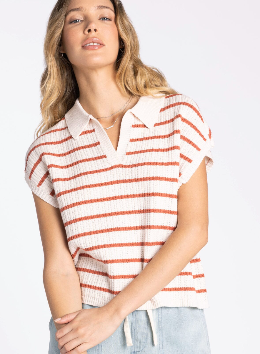 Thread & Supply : Poet Top in Sandstone Stripe