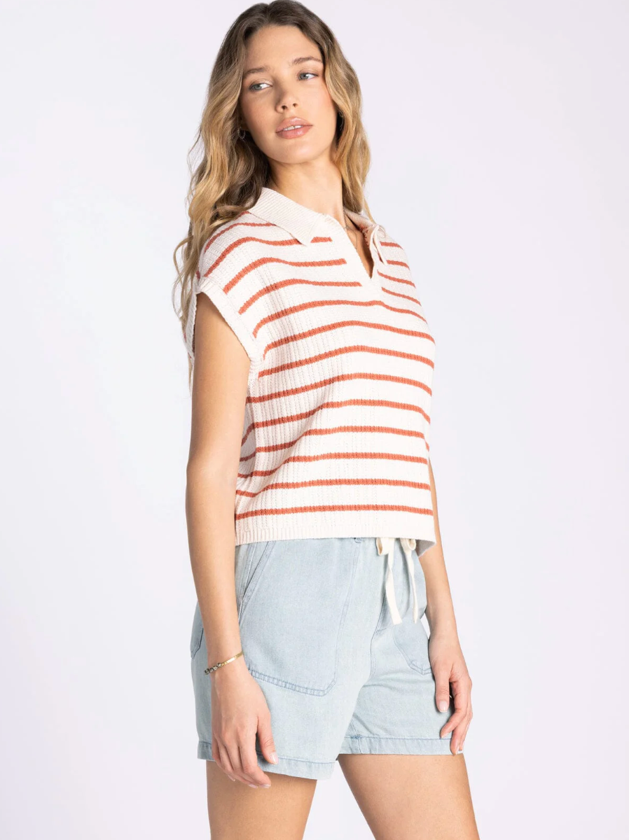 Thread & Supply : Poet Top in Sandstone Stripe