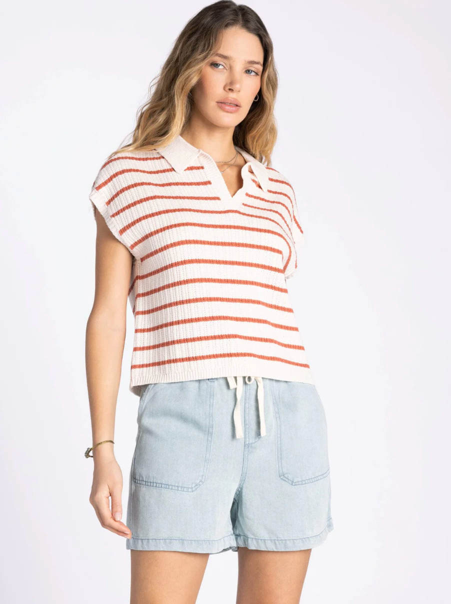 Thread & Supply : Poet Top in Sandstone Stripe