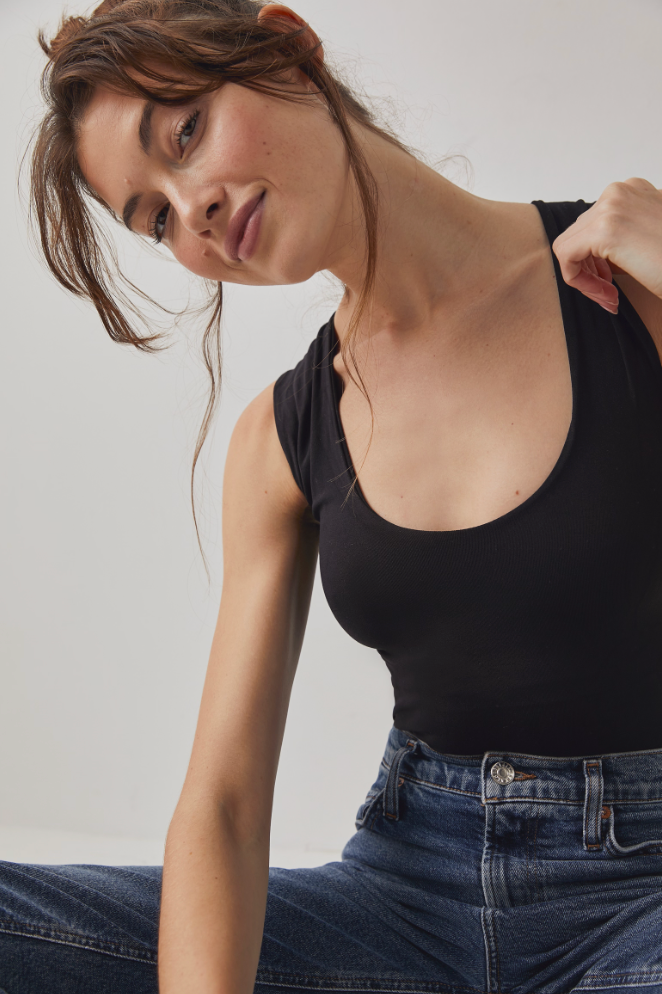 Free People: Clean Lines Muscle Cami in Black