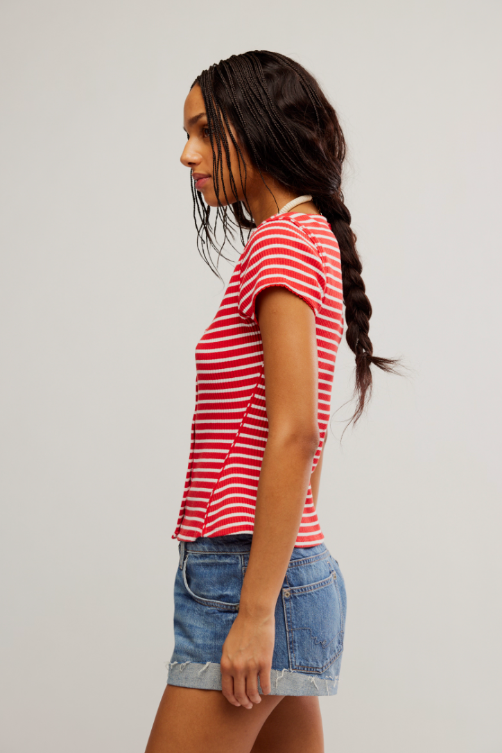Free People: Most Wanted Cardi in Red/White Stripe