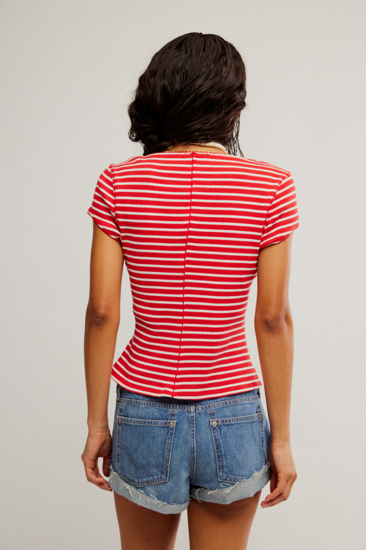 Free People: Most Wanted Cardi in Red/White Stripe