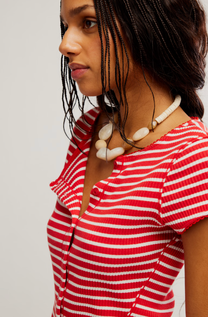 Free People: Most Wanted Cardi in Red/White Stripe