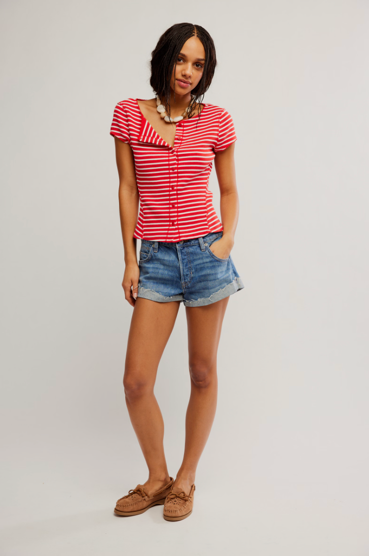Free People: Most Wanted Cardi in Red/White Stripe