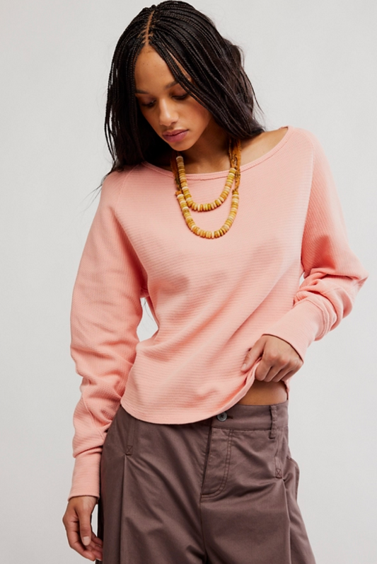 Free People: Jess Long Sleeve in Coral Kiss