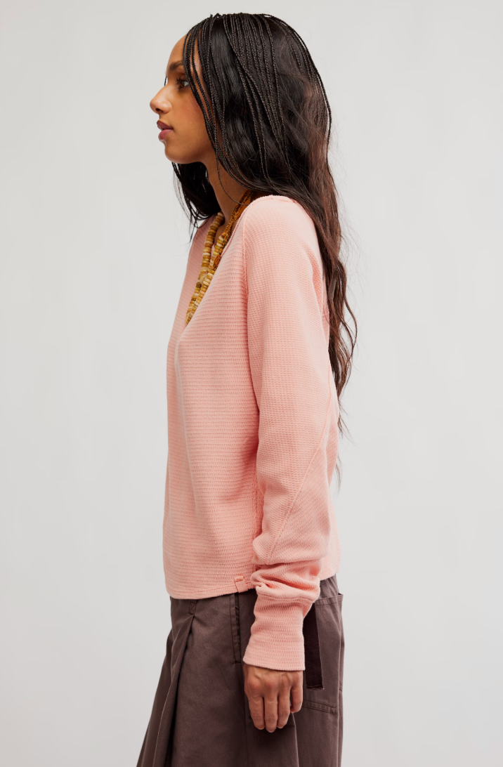 Free People: Jess Long Sleeve in Coral Kiss