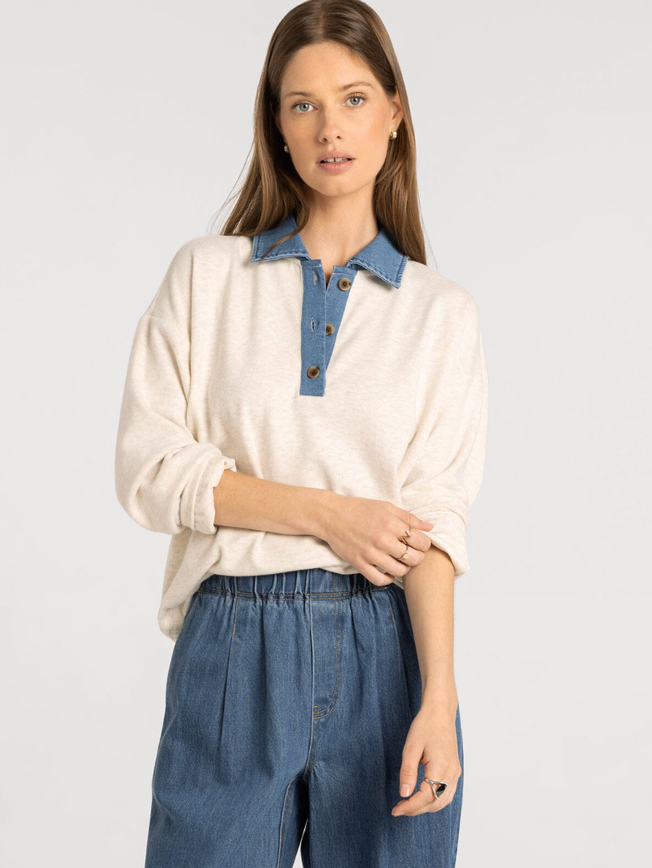 Thread & Supply: Crest Pullover in Heather Oatmeal