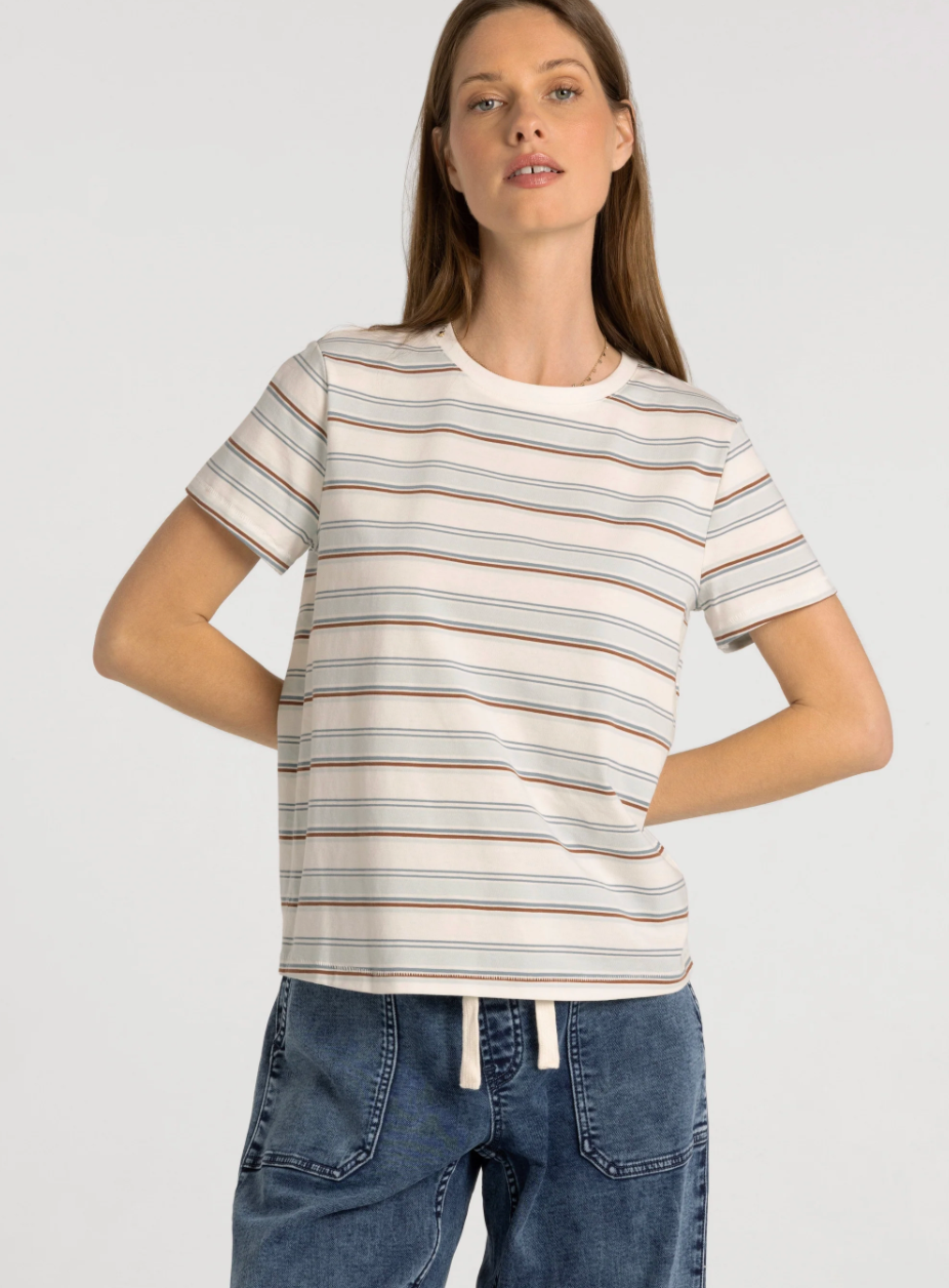 Thread & Supply: Asher Tee in Cream Blue Stripe