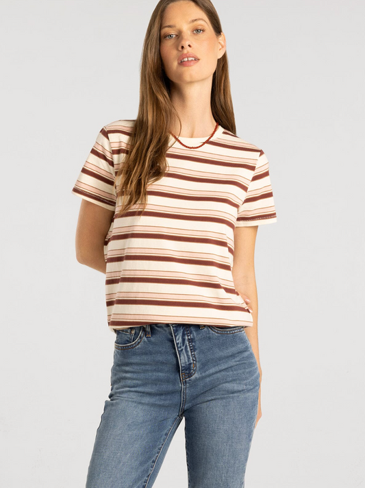 Thread & Supply: Asher Tee in Pink Burgundy Stripe