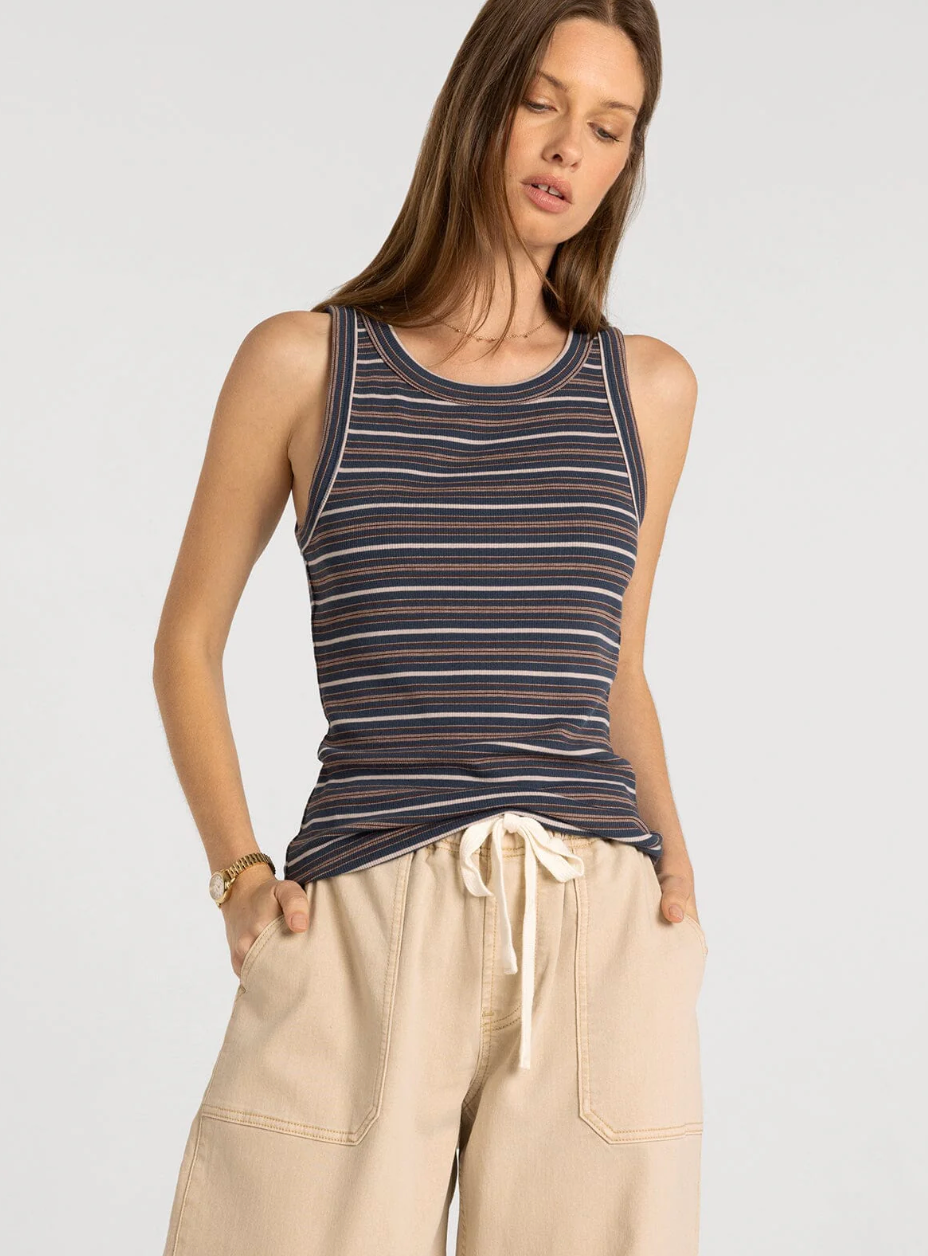 Thread & Supply: Edlin Tank in Navy Multi Stripe