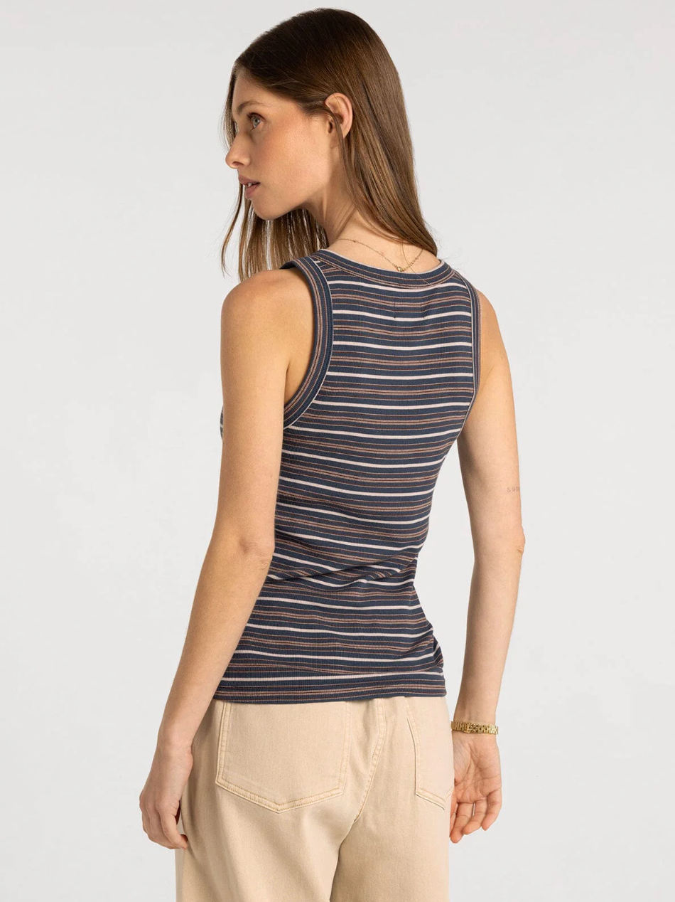 Thread & Supply: Edlin Tank in Navy Multi Stripe