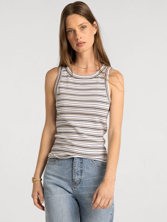 Thread & Supply: Edlin Tank in White Multi Stripe