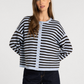 Thread & Supply: Dover Cardigan in Blue Brown Stripe