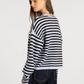 Thread & Supply: Dover Cardigan in Blue Brown Stripe