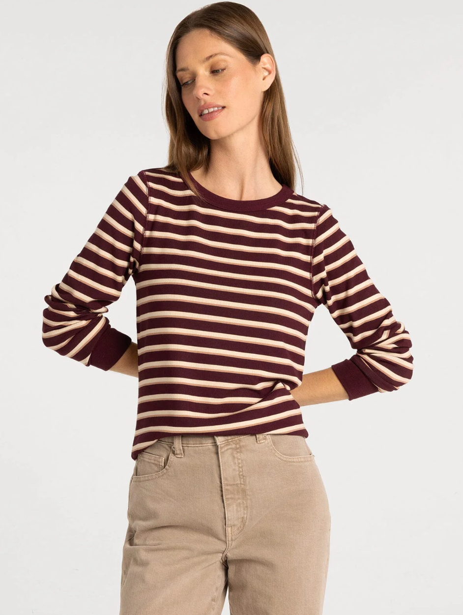 Thread & Supply : Stacey Top in Maroon Stripe