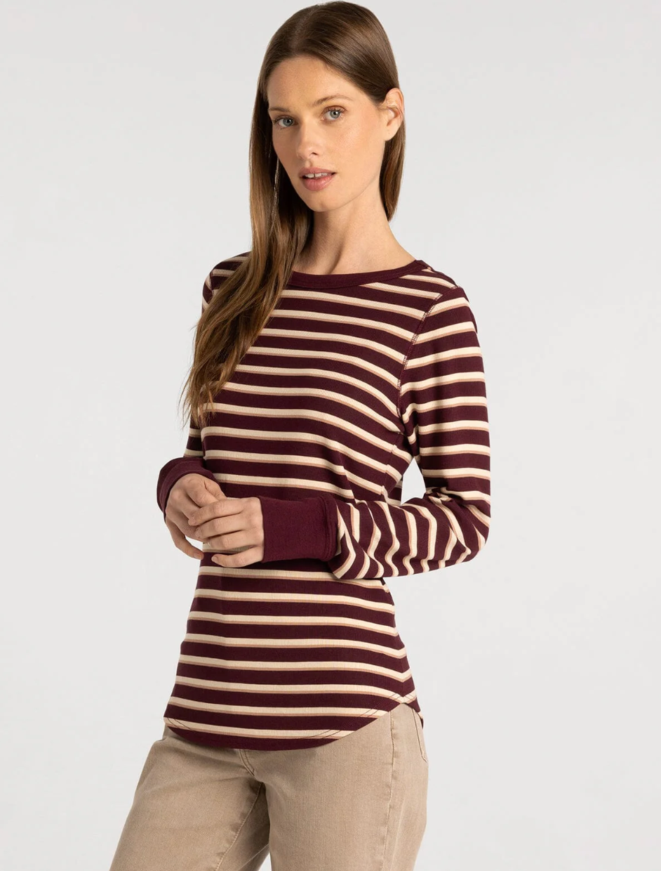 Thread & Supply : Stacey Top in Maroon Stripe