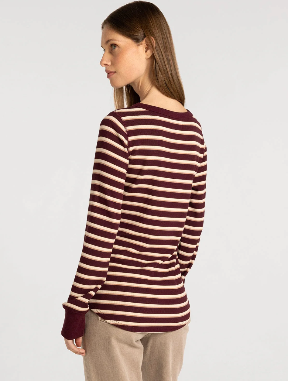 Thread & Supply : Stacey Top in Maroon Stripe
