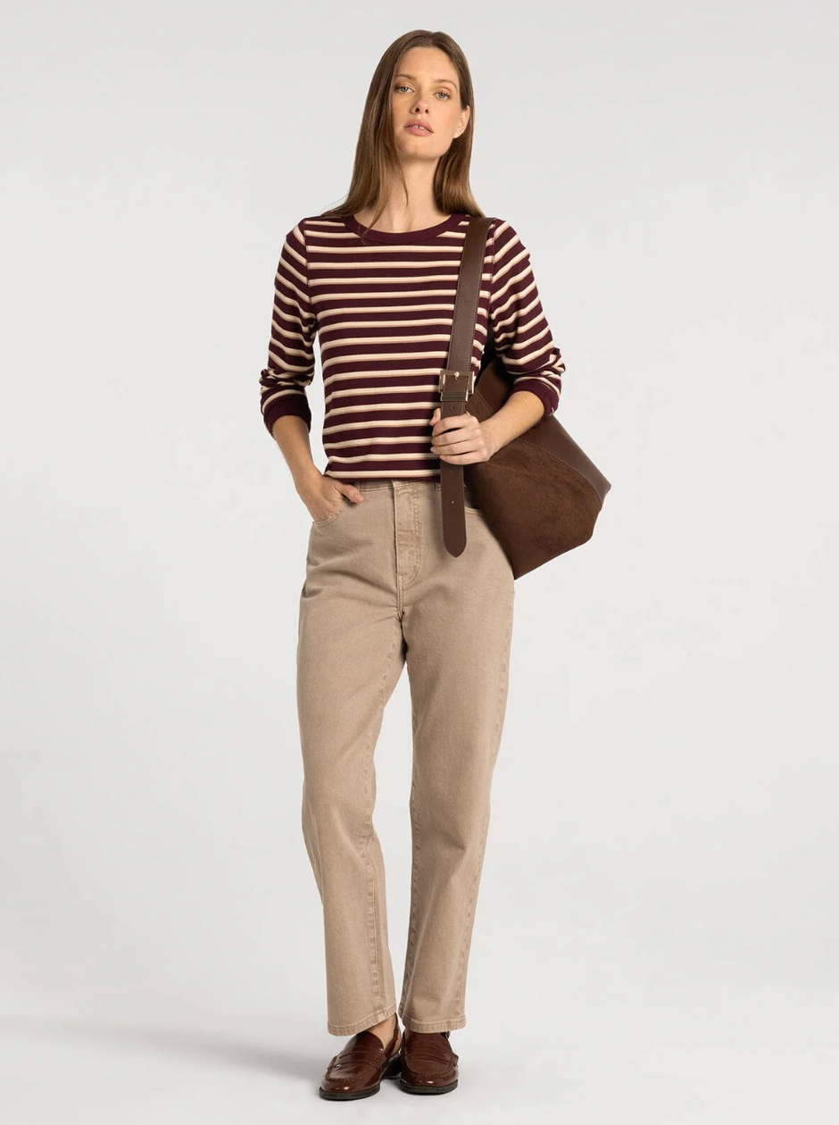 Thread & Supply : Stacey Top in Maroon Stripe
