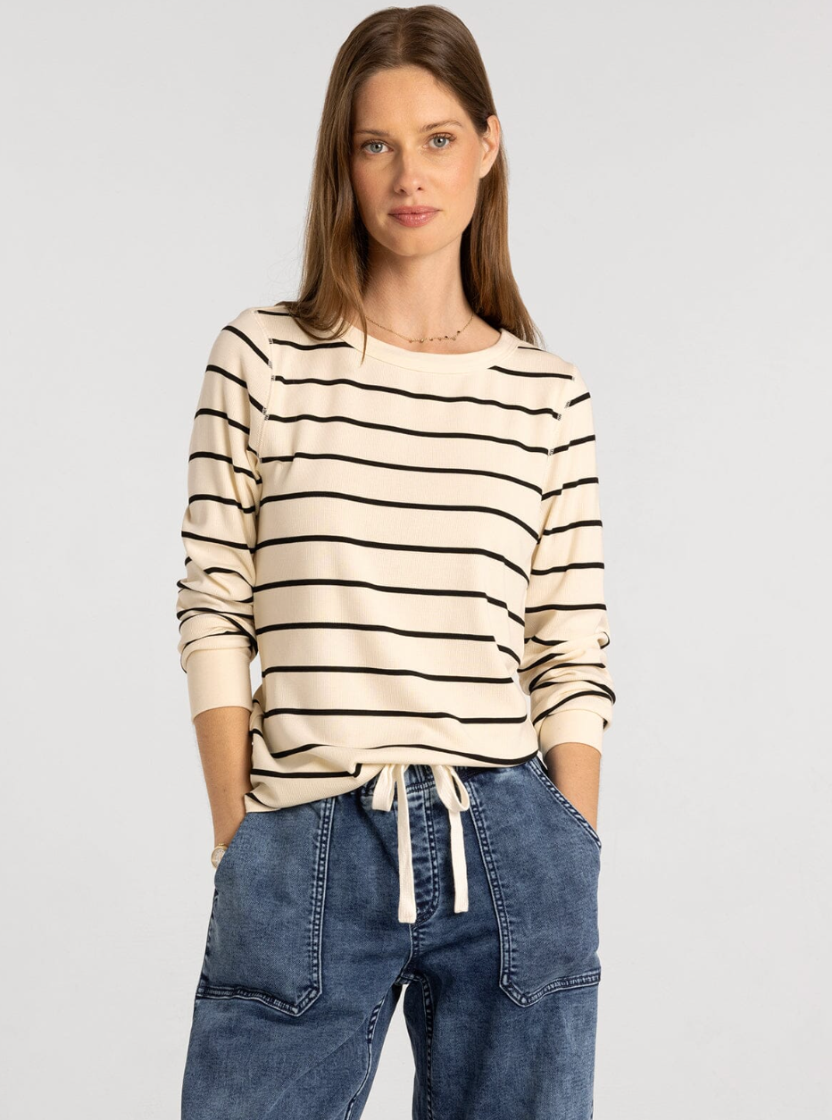Thread & Supply : Stacey Top in Off White Black