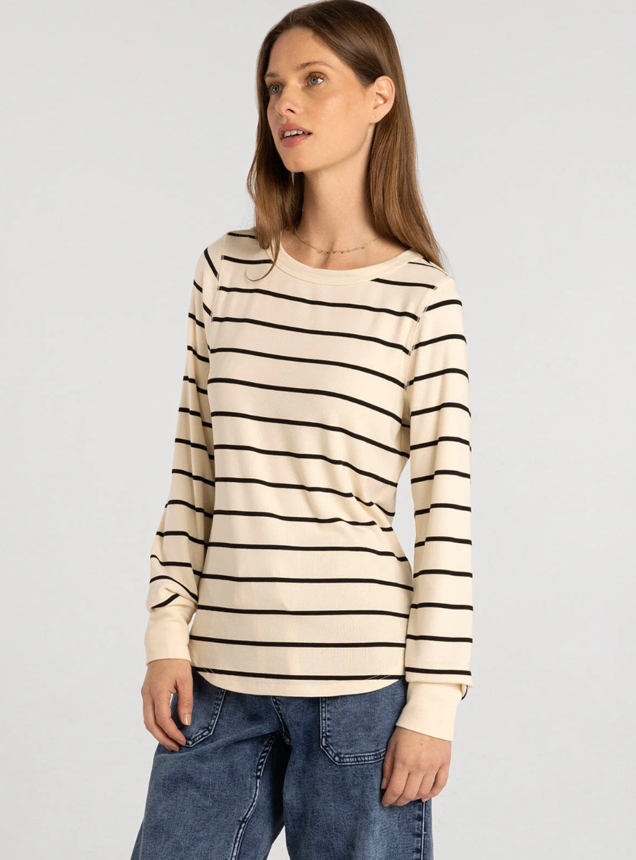 Thread & Supply : Stacey Top in Off White Black