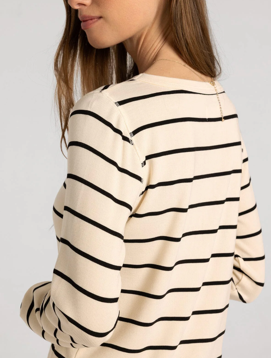 Thread & Supply : Stacey Top in Off White Black
