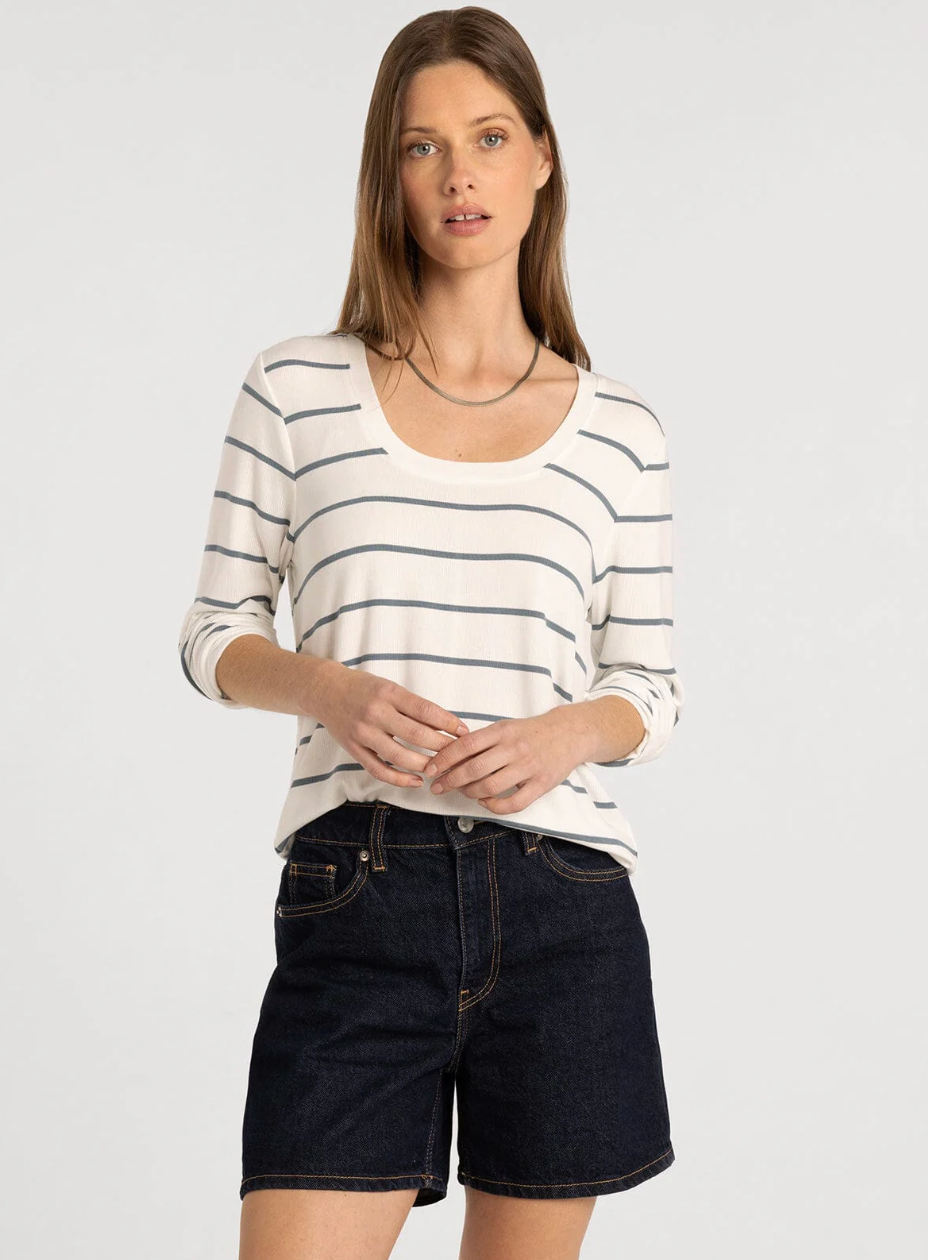 Thread & Supply: Lauren Top in White Sage Stripe
