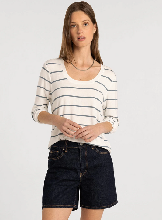 Thread & Supply: Lauren Top in White Sage Stripe