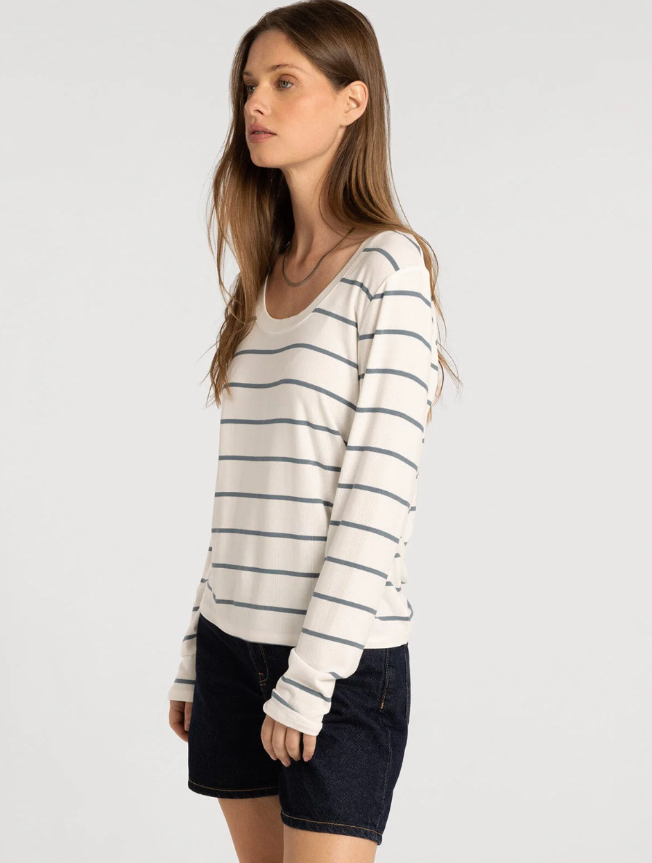 Thread & Supply: Lauren Top in White Sage Stripe