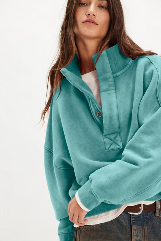 Free People: Timeless Pullover in Aqua