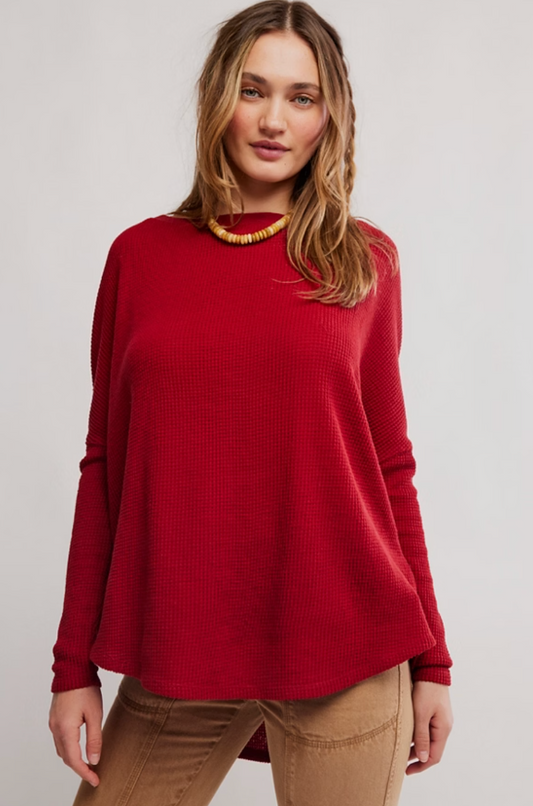 Free People: Latte Blues Thermal in Richest Red