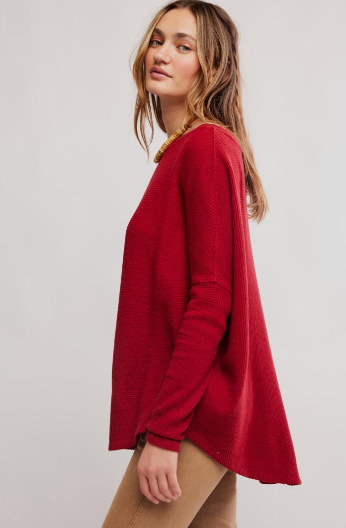 Free People: Latte Blues Thermal in Richest Red