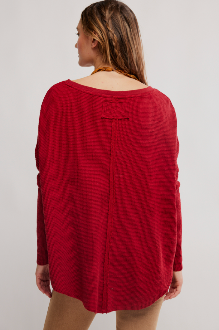 Free People: Latte Blues Thermal in Richest Red