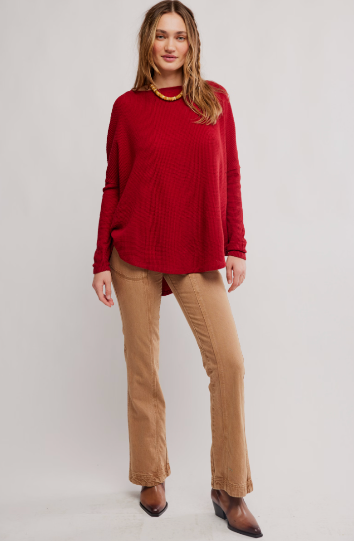 Free People: Latte Blues Thermal in Richest Red